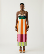 Vibrant Striped Bodycon Maxi Dress