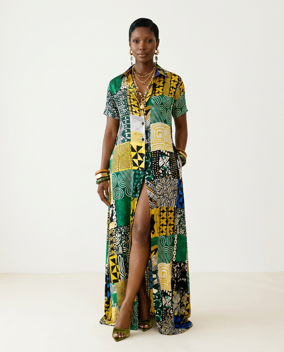 Audacious Silk Ankara Maxi Kaftan