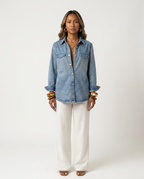 Radiant Rhinestone Denim Shirt