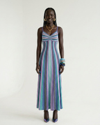 Vibrant Striped Knit Midi Dress