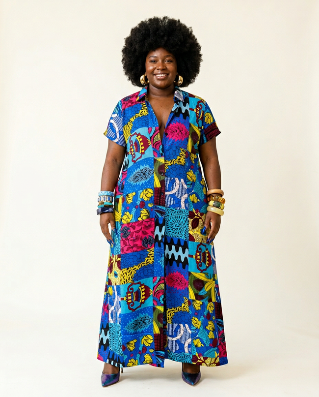 Divine Multi-Color Ankara Kaftan Dress Hover Image
