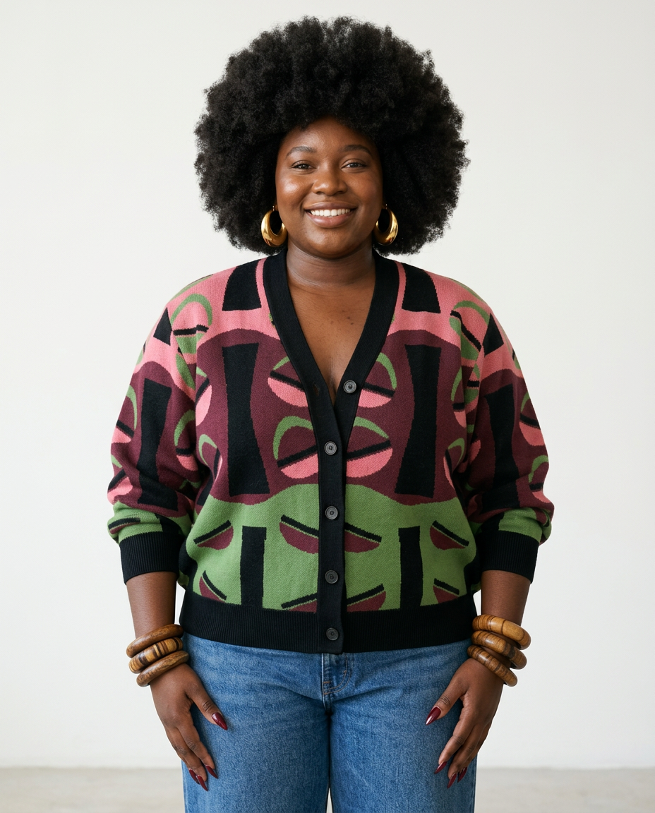 Confident Jacquard Knit Cardigan