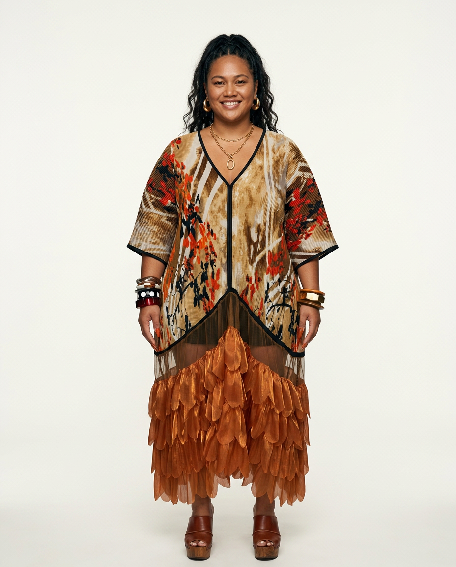 Radiant Pleated Ruffle Maxi Kaftan
