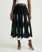 Unique Layered Hole-Design Maxi Skirt