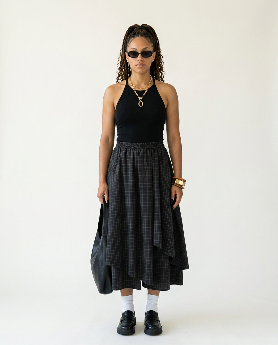 Unstoppable Plaid Irregular Skirt