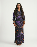 Worthy Adire Lantern Sleeve Midi Dress