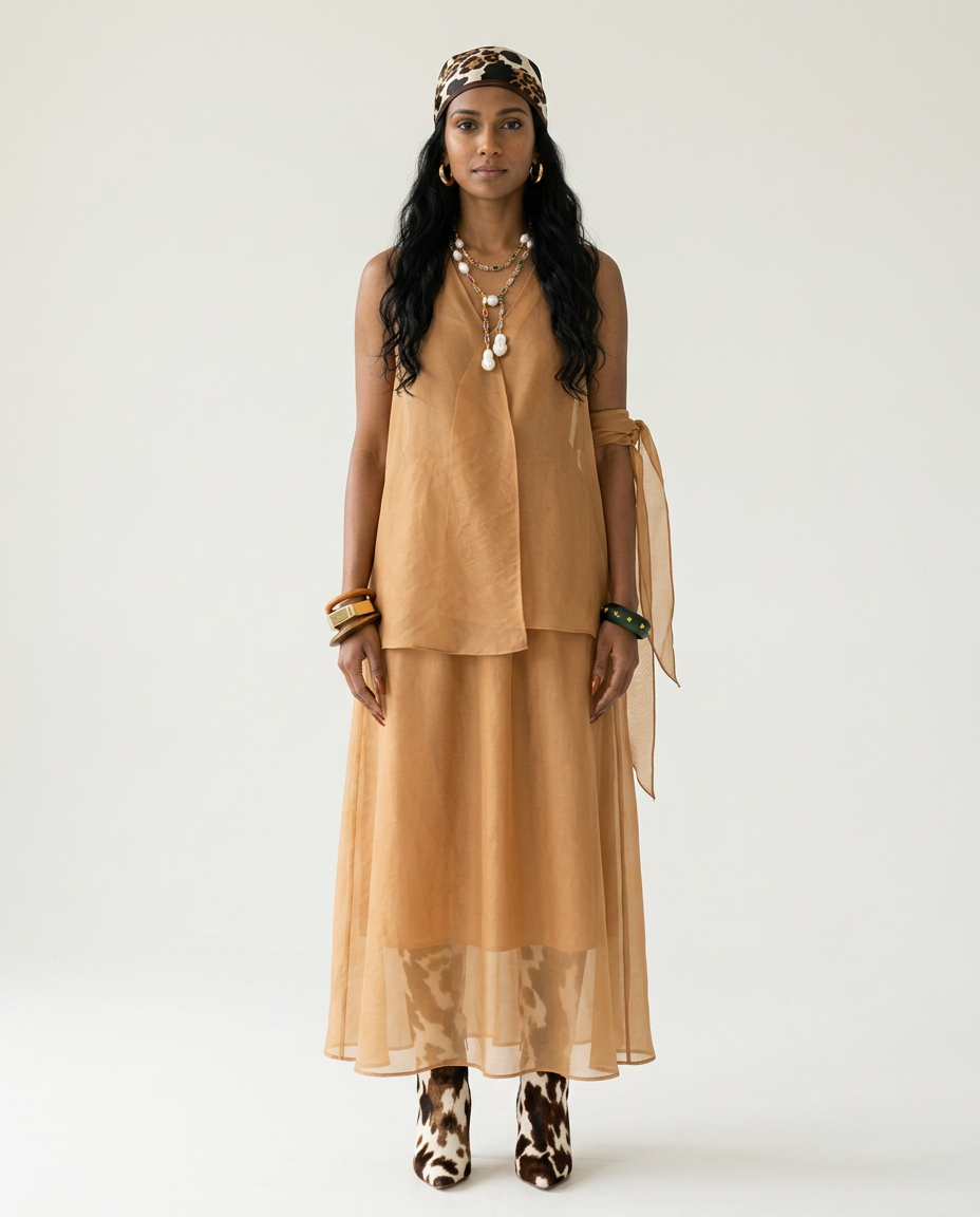 Liberated Sheer V-Neck Two-Piece Set