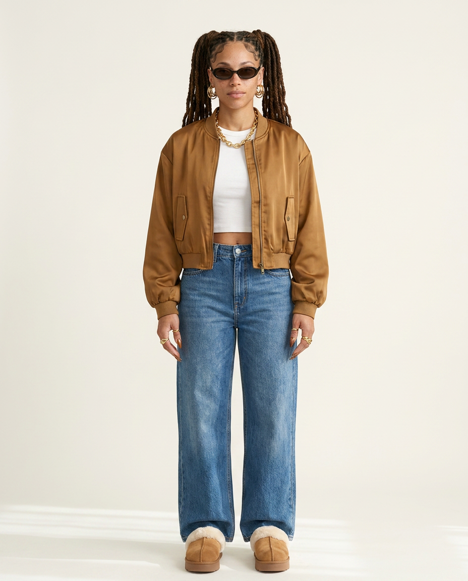Confident Cropped Bomber Jacket