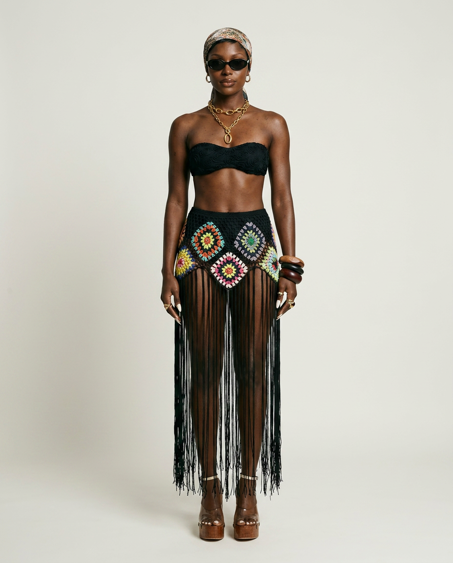 Free Spirit Crochet Fringe Skirt
