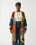 Vibrant Patchwork Denim Kimono