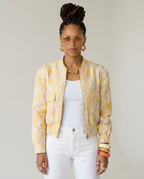 Vibrant Patterned Cropped Bomber Jacket
