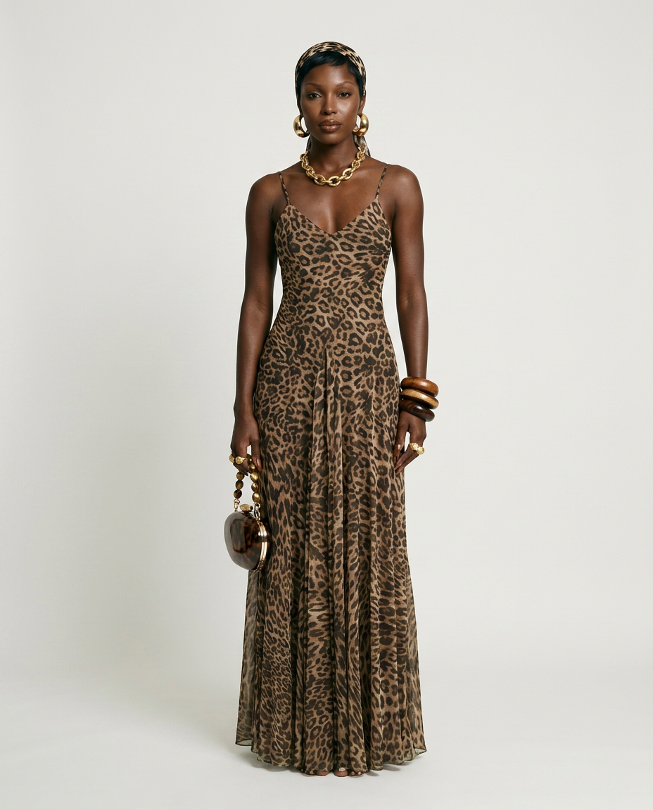 Fierce Leopard Print Maxi Dress