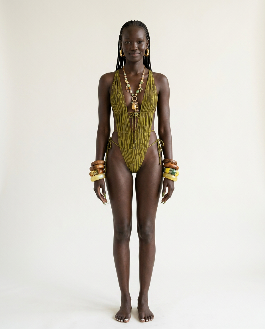 Daring Printed Deep-V One-Piece Swimsuit