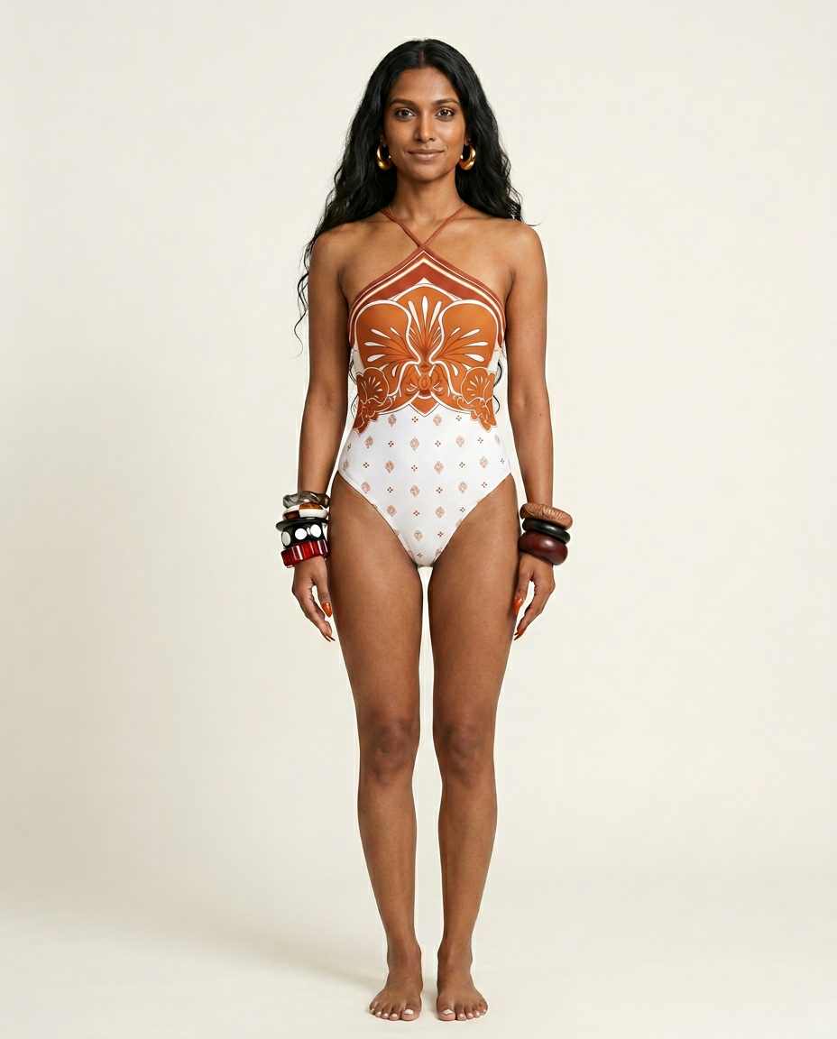 Audacious Floral Halter One-Piece Swimsuit