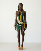 Audacious Multi-Stripe Halter Swimsuit