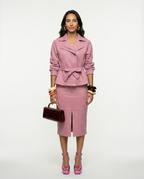 Elegant Suede Belted Skirt Set