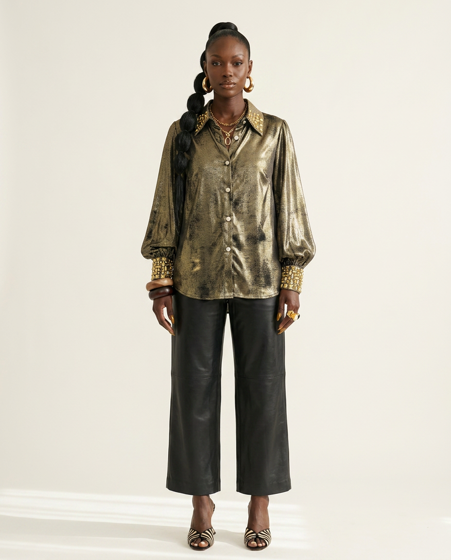 Magnetic Gold Beaded Blouse