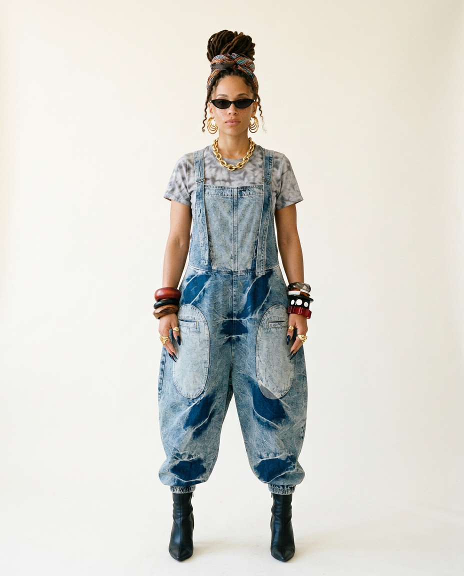 Unique Patchwork Denim Jumpsuit