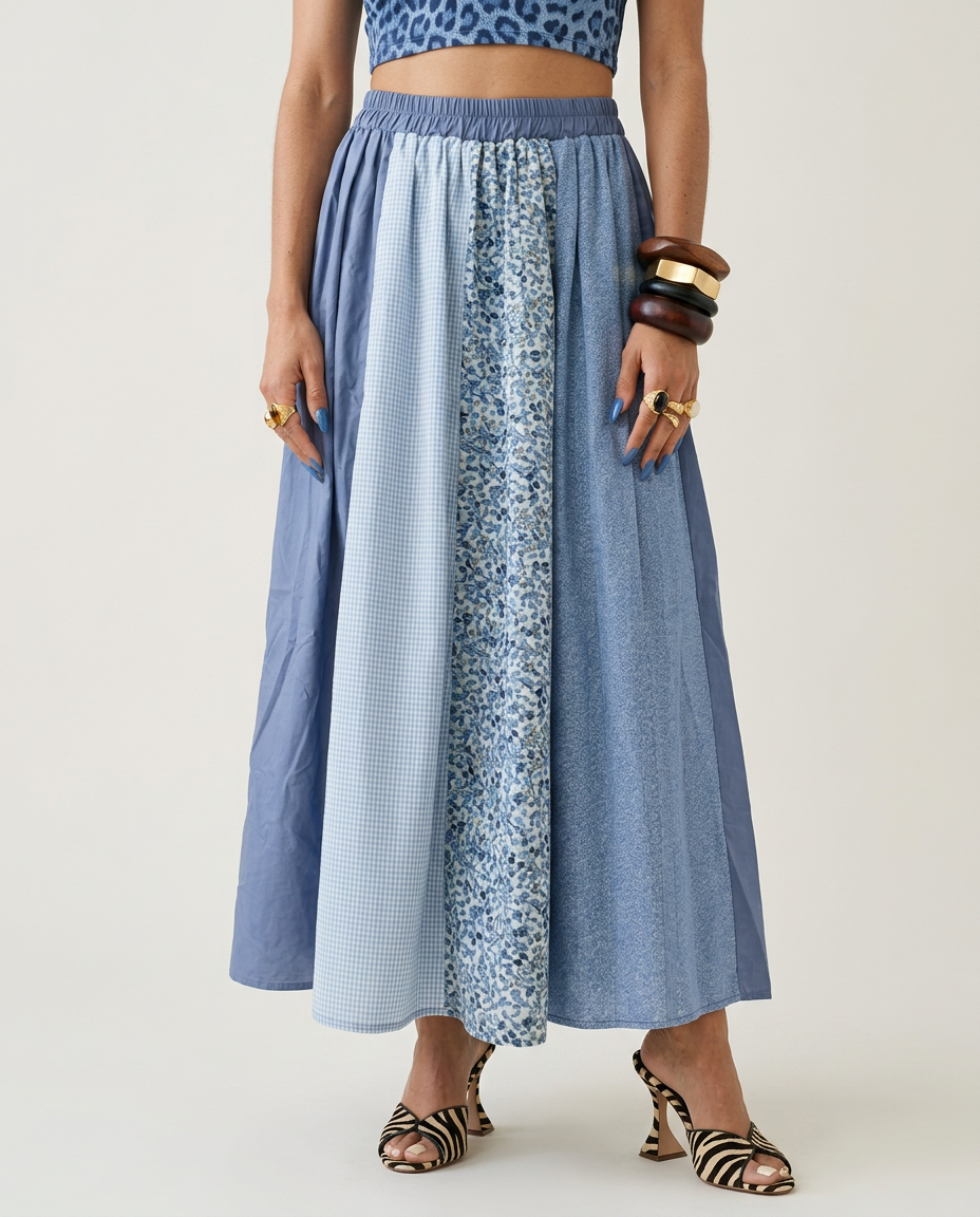 Wanderlust Patchwork Floral A-Line Skirt