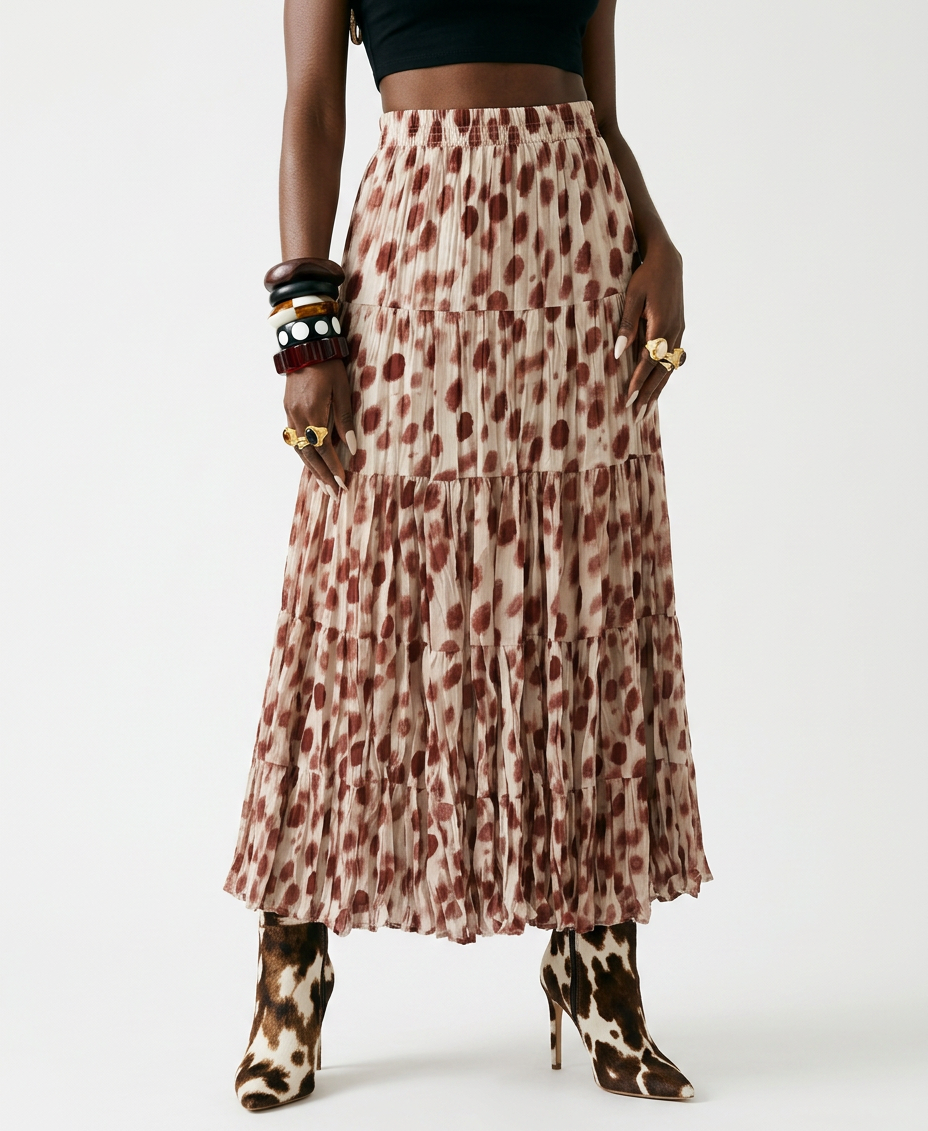 Free Spirit Dot Pleated Maxi Skirt