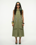 Confident Sleeveless Pocketed Shirt Dress