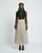 Divine Polka Dot Mesh Midi Skirt