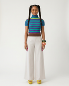 Vibrant Striped Pleated T-shirt