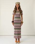 Vibrant Striped Knit Maxi Dress