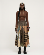 Unique Patchwork Plaid Maxi Skirt