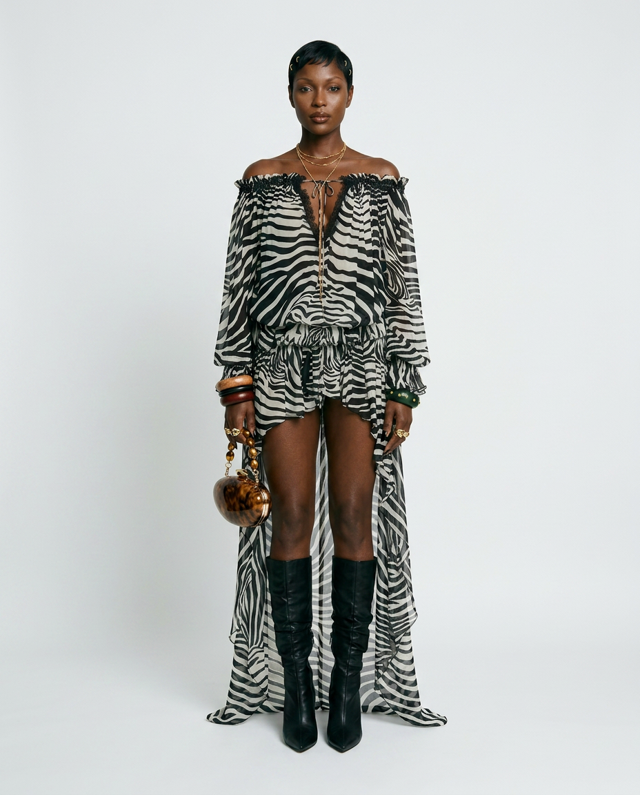 Fierce Zebra Print Maxi Dress