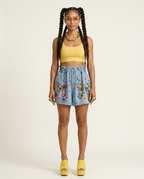 Vibrant Crystal Denim Shorts