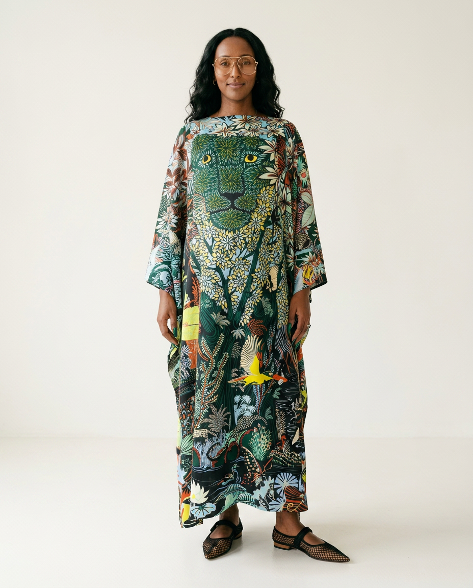 Limitless Twill Silk Printed Kaftan