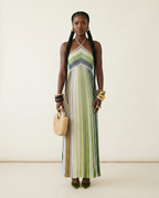 Vibrant Striped Halter Maxi Dress