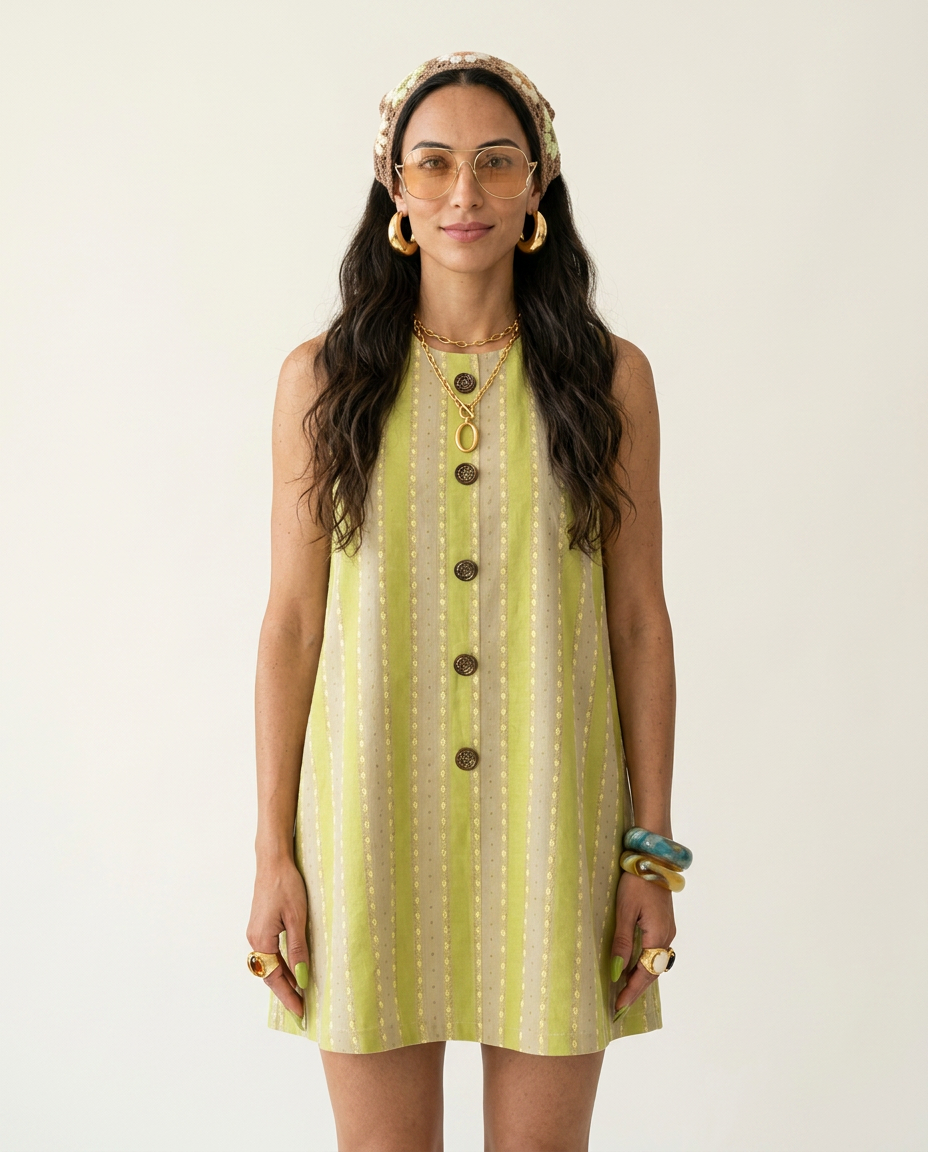 Vibrant Striped Mini Vest Dress
