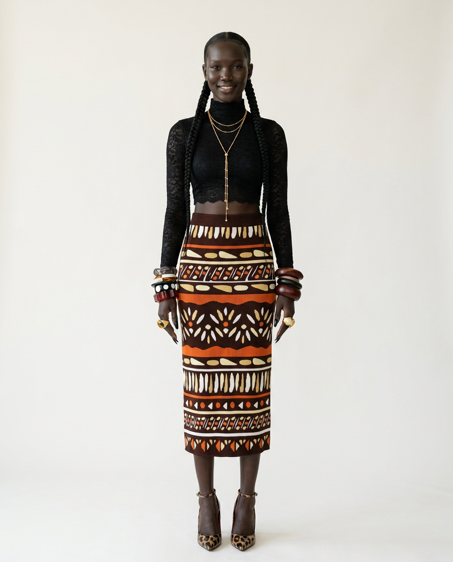 Wanderlust Pleated Print Midi Skirt