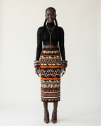 Wanderlust Pleated Print Midi Skirt