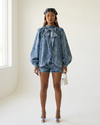 Confident Washed Denim Bow Jacket