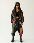 Unique Distressed Patchwork Denim Set