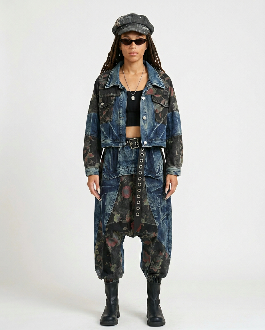 Untamed Floral Patchwork Denim Set