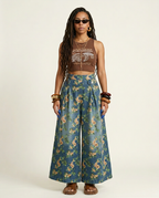Free Spirit Floral Print Wide-Leg Jeans