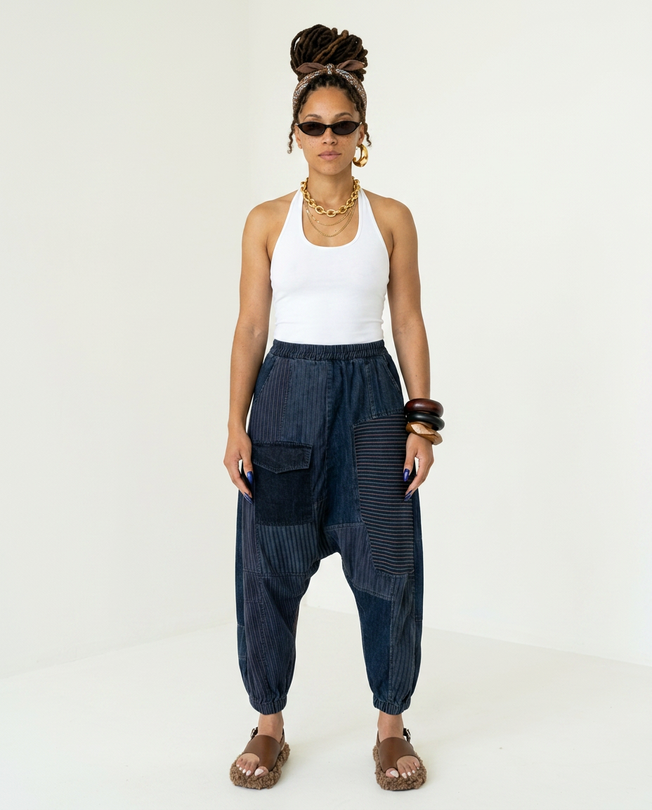 Free Spirit Denim Patchwork Harem Jeans