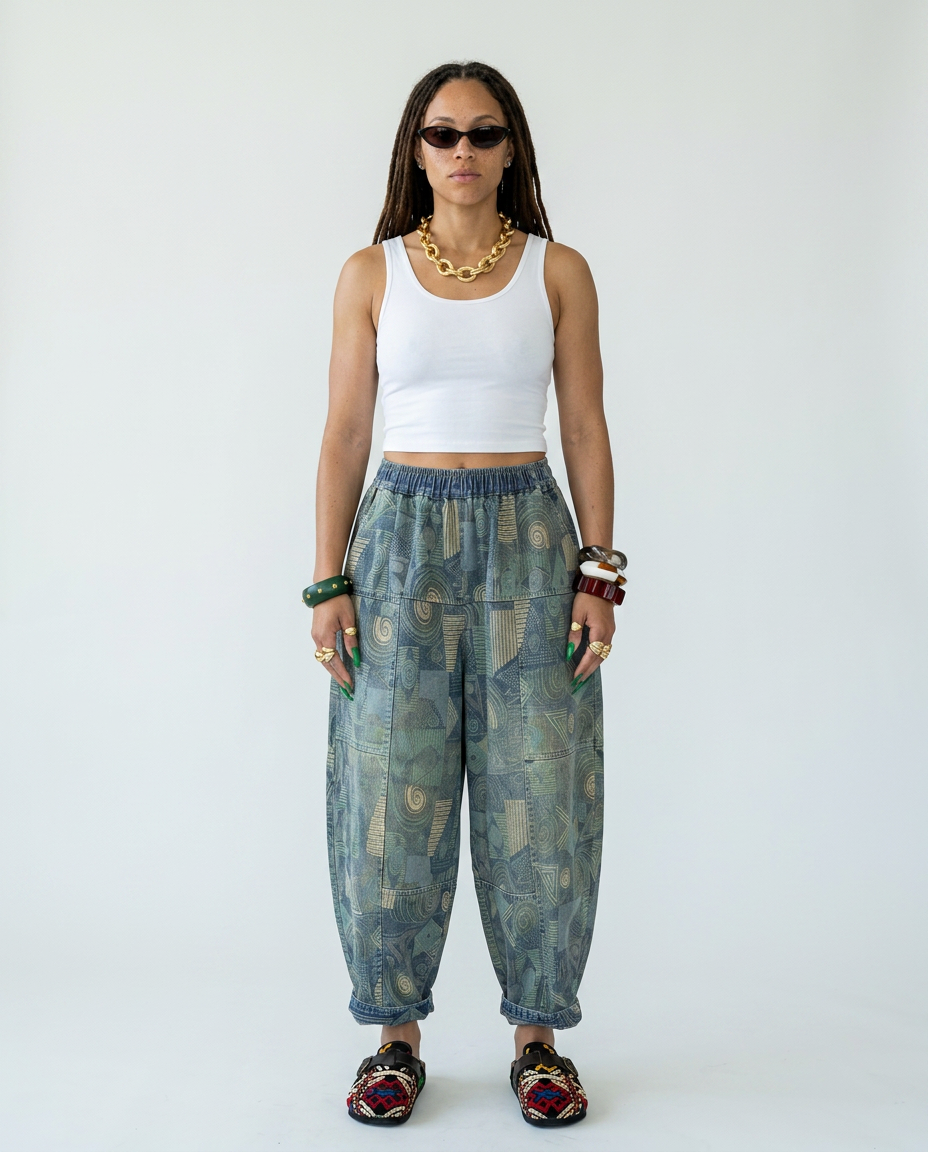 Wanderlust Printed Loose Harem Jeans