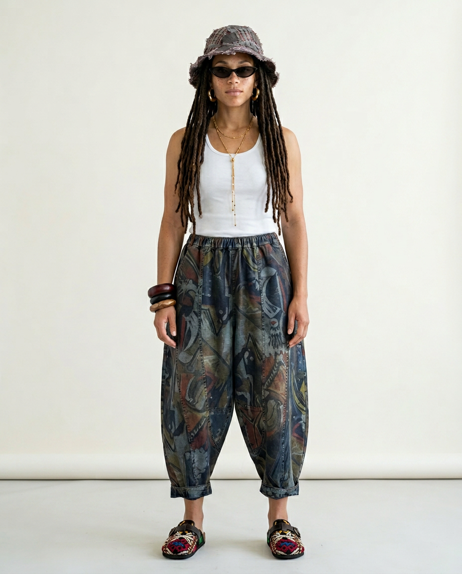Maverick Printed Wide Leg Jeans