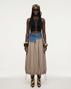 Adventurous Patchwork Denim Skirt