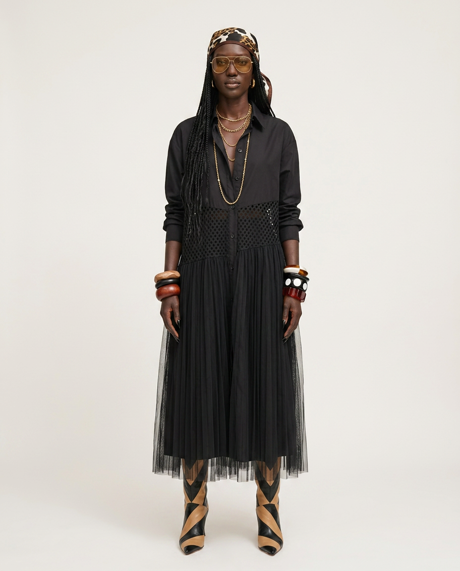 Audacious Mesh Patchwork Maxi Dress