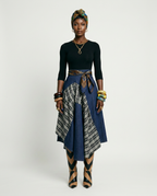 Unique Patchwork Denim Maxi Skirt