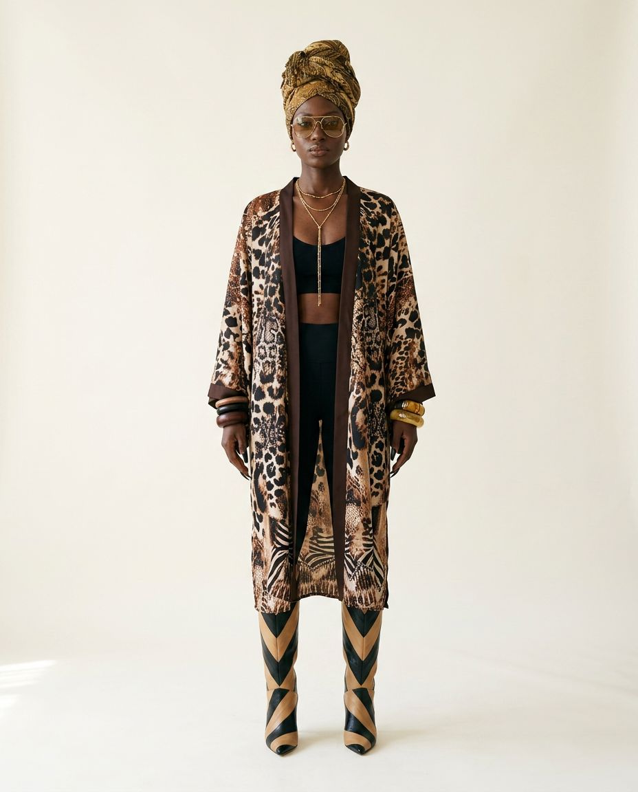 Fierce Leopard Print Maxi Kaftan