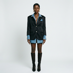 Audacious Denim Spliced Blazer
