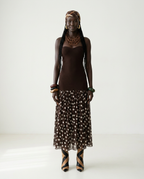 Radiant Polka Dot Pleated Maxi Dress