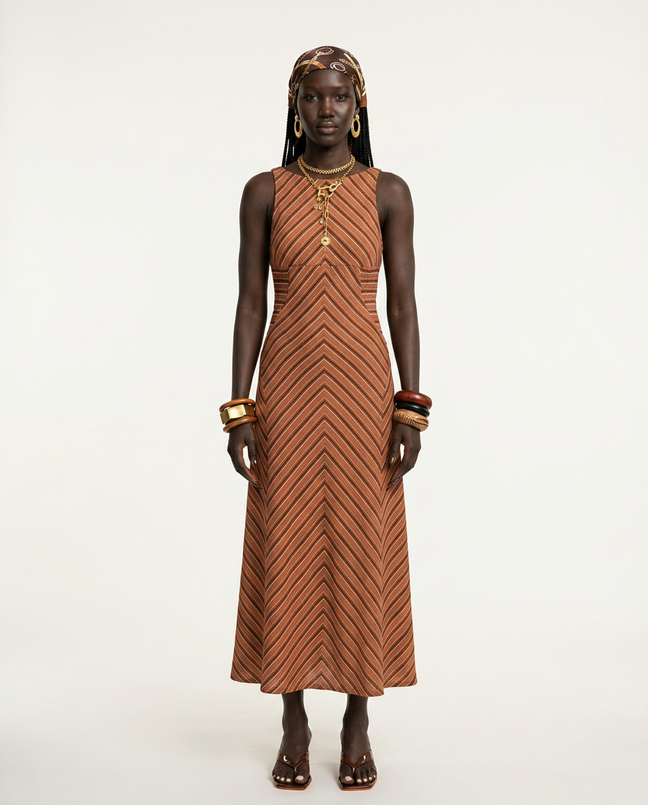 Worthy Striped Backless Maxi Dress